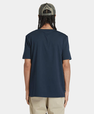 Playera de manga corta para hombre con logo lineal, Azul