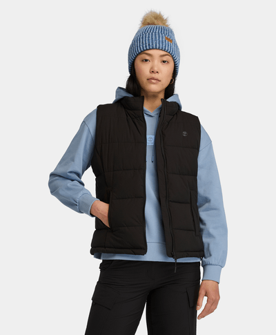 Chaleco repelente de agua para mujer Puffer Vest, Negro
