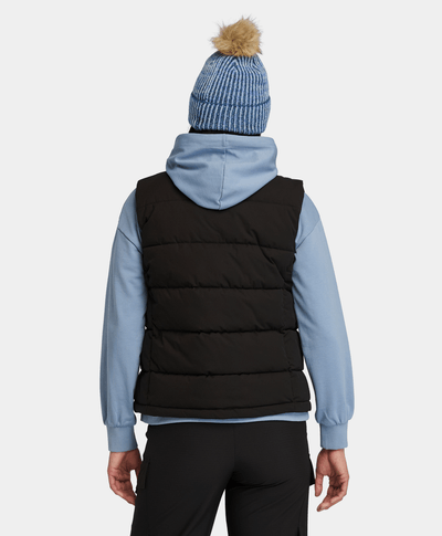 Chaleco repelente de agua para mujer Puffer Vest, Negro