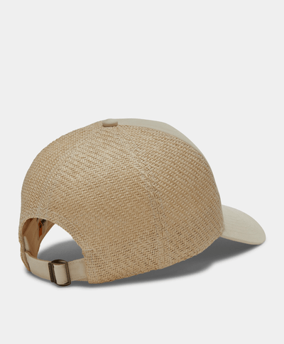 Gorra de beisbol para Mujer con pánel de paja, Blanco