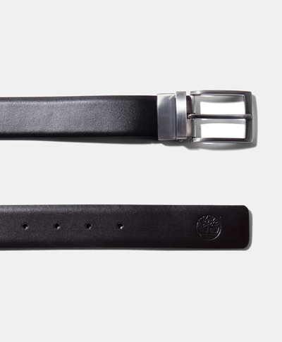 Cinturón reversible de piel con punta cuadrada de 35MM, Negro