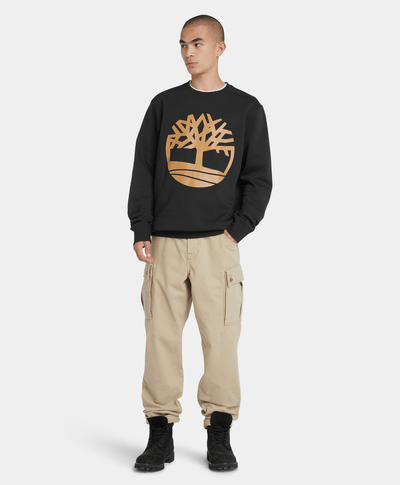 Sudadera con cuello redondo y logotipo del árbol para Hombre, Negro