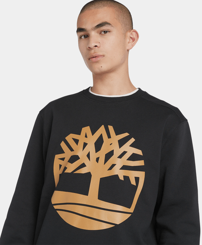 Sudadera con cuello redondo y logotipo del árbol para Hombre, Negro