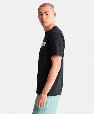 Playera manga corta con Logo para Hombre, Negro