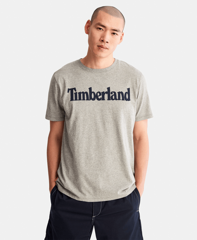 Playera de algodón orgánico para Hombre con logotipo lineal, Gris