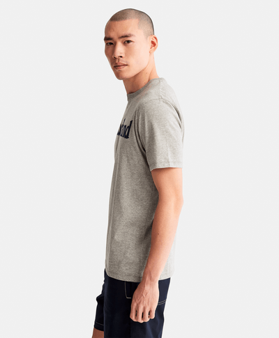 Playera de algodón orgánico para Hombre con logotipo lineal, Gris