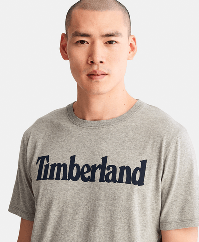 Playera de algodón orgánico para Hombre con logotipo lineal, Gris