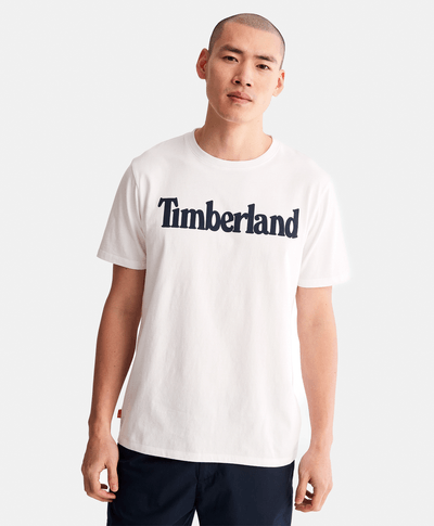 Playera de algodón orgánico para Hombre con logotipo lineal, Blanco