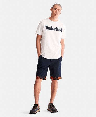 Playera de algodón orgánico para Hombre con logotipo lineal, Blanco