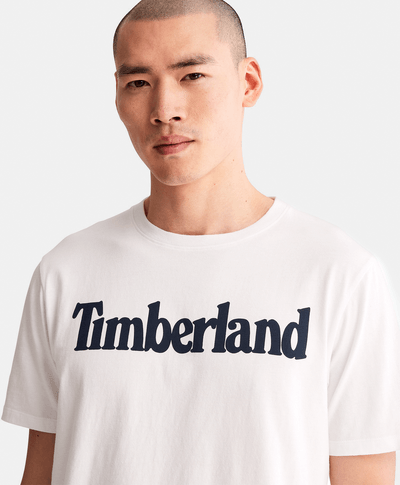 Playera de algodón orgánico para Hombre con logotipo lineal, Blanco