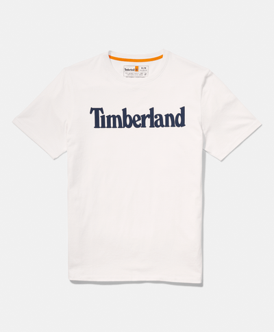 Playera de algodón orgánico para Hombre con logotipo lineal, Blanco