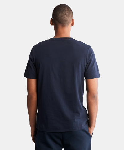 Playera de algodón orgánico para Hombre con logotipo lineal, Azul