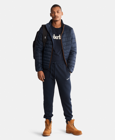 Playera de algodón orgánico para Hombre con logotipo lineal, Azul