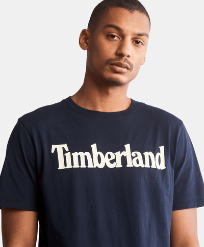 Playera de algodón orgánico para Hombre con logotipo lineal, Azul