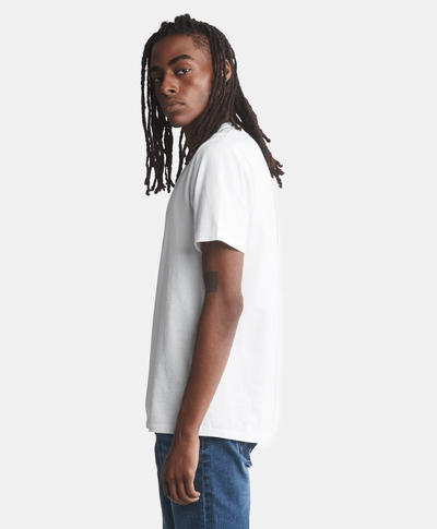 Playera de manga corta para Hombre de algodón orgánico con logo de árbol, Blanco