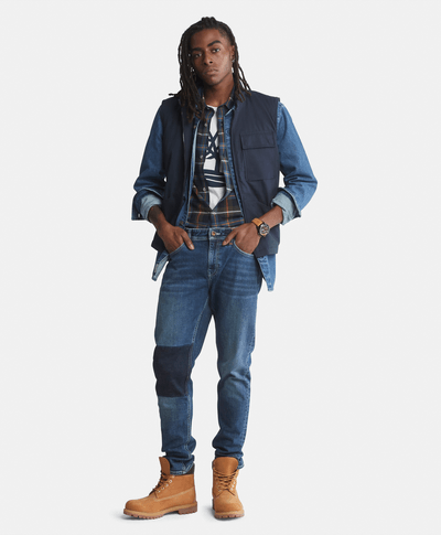 Playera de manga corta para Hombre de algodón orgánico con logo de árbol, Blanco