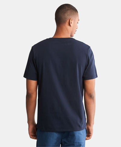 Playera de manga corta para Hombre de algodón orgánico con logo de árbol, Azul
