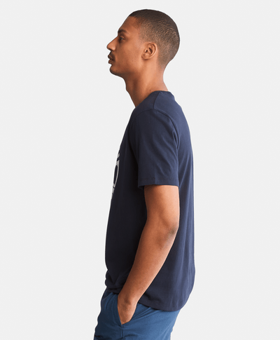 Playera de manga corta para Hombre de algodón orgánico con logo de árbol, Azul