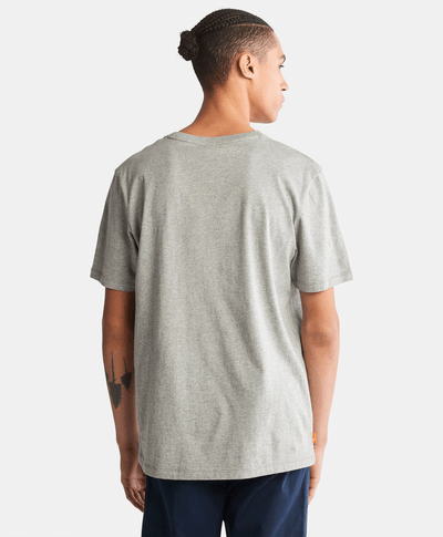 Playera de manga corta para Hombre de algodón orgánico con logo de árbol, Gris