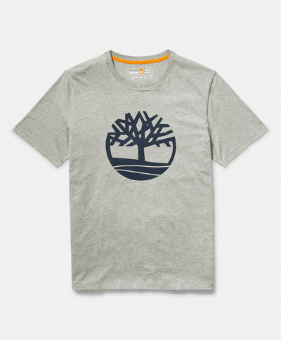 Playera de manga corta para Hombre de algodón orgánico con logo de árbol, Gris