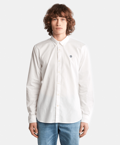 Camisa manga larga Ela River Elevated Oxford Solid Slim para Hombre, Blanco