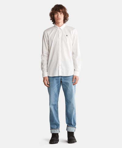Camisa manga larga Ela River Elevated Oxford Solid Slim para Hombre, Blanco