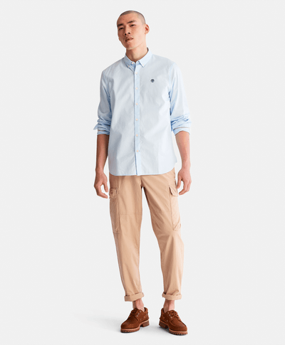 Camisa manga larga Ela River Elevated Oxford Solid Slim para Hombre, Azul