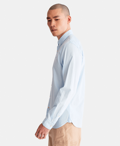 Camisa manga larga Ela River Elevated Oxford Solid Slim para Hombre, Azul