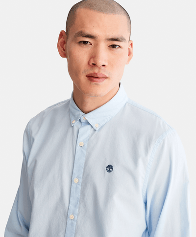 Camisa manga larga Ela River Elevated Oxford Solid Slim para Hombre, Azul