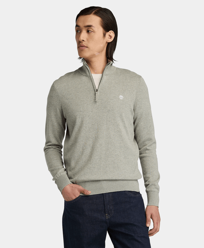 Suéter Johns River de algodón con cierre de un cuarto para Hombre, Blanco