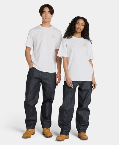 Playera Authentic Fit Logo Lineal Difuminado Unisex, Blanco