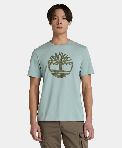 Playera Regular Fit Con Logo Floral Para Hombre, Verde/Azul