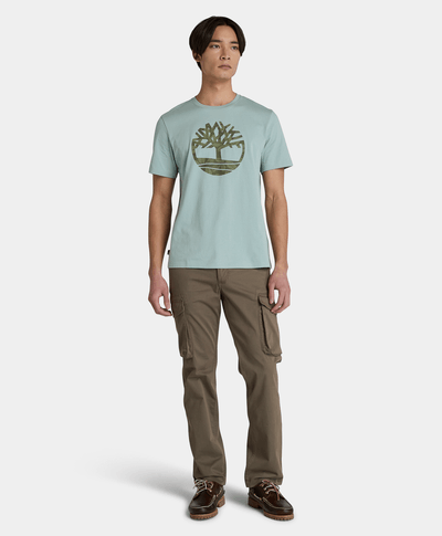 Playera Regular Fit Con Logo Floral Para Hombre, Verde/Azul