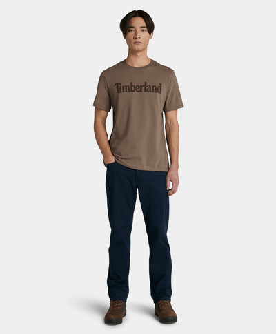 Playera Regular Fit Logo Lineal Para Hombre, Café