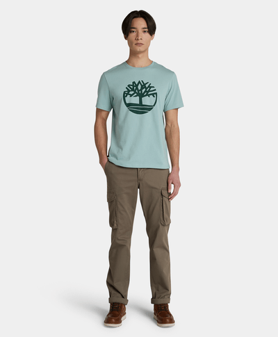 Playera Regular Fit Tree Logo Para Hombre, Verde/Azul