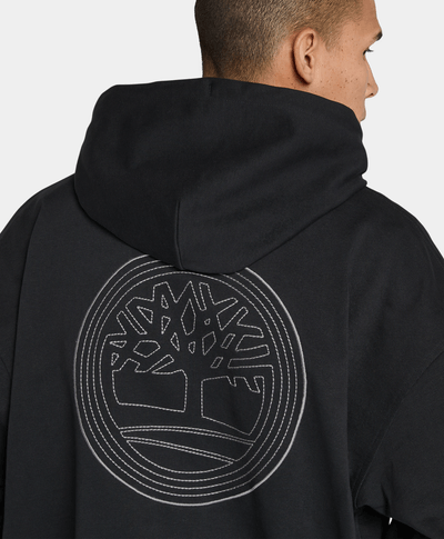 Sudadera Hoodie Relaxed Fit Tree Logo Para Hombre, Negro