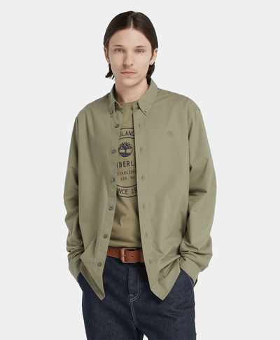 Camisa De Popelina Elastica Regular Fit Para Hombre, Gris