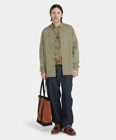 Camisa De Popelina Elastica Regular Fit Para Hombre, Gris