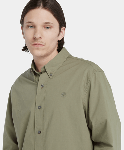 Camisa De Popelina Elastica Regular Fit Para Hombre, Gris