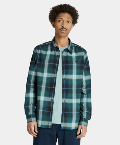 Camisa De Twill A Cuadros Regular Fit Para Hombre, Verde