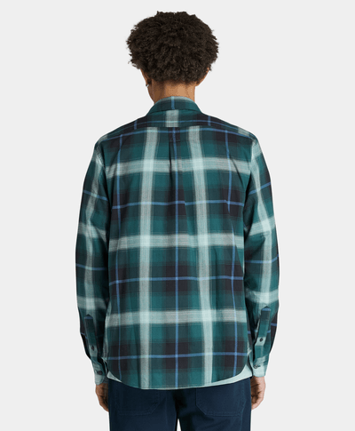 Camisa De Twill A Cuadros Regular Fit Para Hombre, Verde