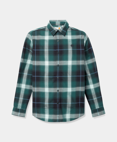 Camisa De Twill A Cuadros Regular Fit Para Hombre, Verde