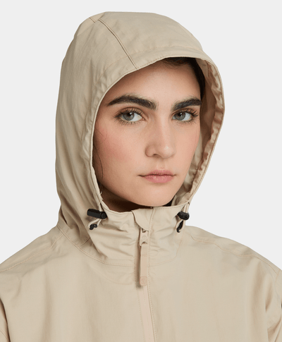 Chamarra Shell Relaxed Fit Impermeable Waterproof Para Mujer, Beige