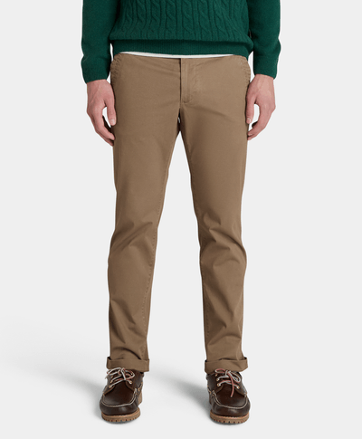 Pantalón Chino De Twill Slim Fit Para Hombre, Café