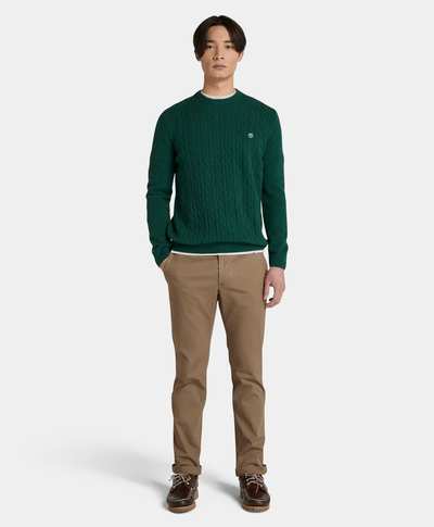 Pantalón Chino De Twill Slim Fit Para Hombre, Café