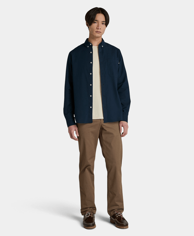 Pantalón Chino De Twill Straight Fit Para Hombre, Café