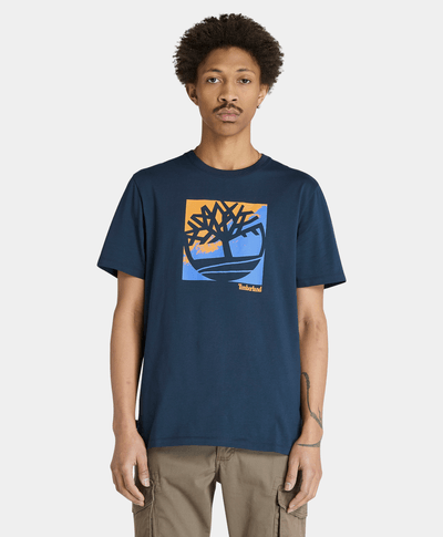 Playera Regular Fit Con Logo Grafico Para Hombre, Azul