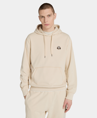 Sudadera Authentic Fit Con Parche Bordado Para Hombre, Beige