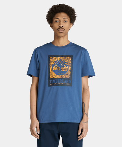 Playera Regular Fit Con Logo Grafico Para Hombre, Azul