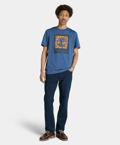 Playera Regular Fit Con Logo Grafico Para Hombre, Azul